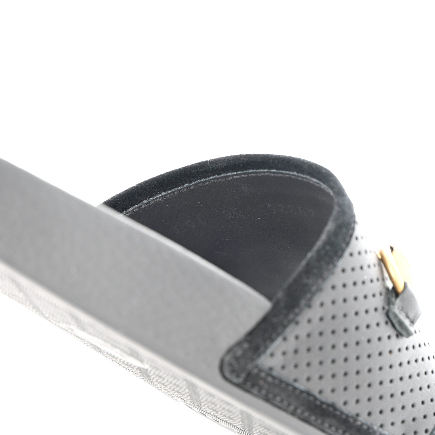 Gucci Suede Perforated Horsebit Slide Sandals 36 Black 6 of 8