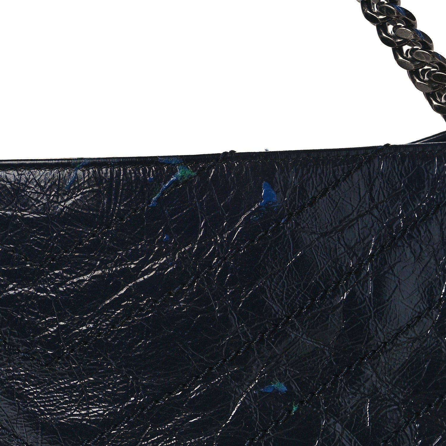 Saint Laurent Crinkled Calfskin Matelasse Monogram Niki Shoulder Bag Deep Marine 10 of 13