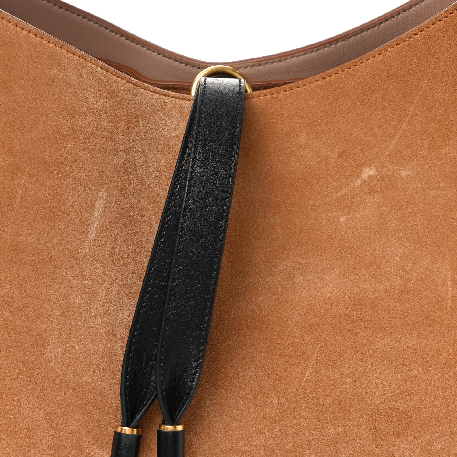 Chloe Suede Calfskin Marcie Hobo Bag Black Tan 7 of 9