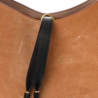 Chloe Suede Calfskin Marcie Hobo Bag Black Tan 7 of 9