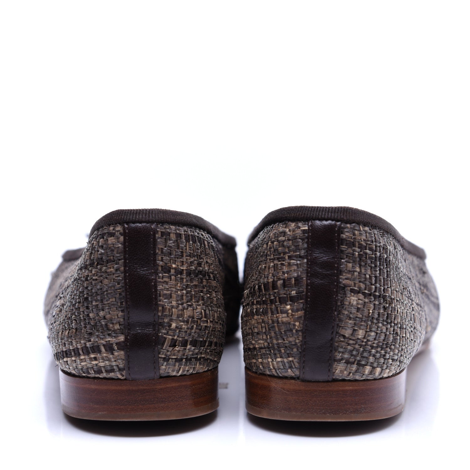 Chanel Tweed Metallic Lambskin CC Cap Toe Ballerina Flats 38 Gold 4 of 15