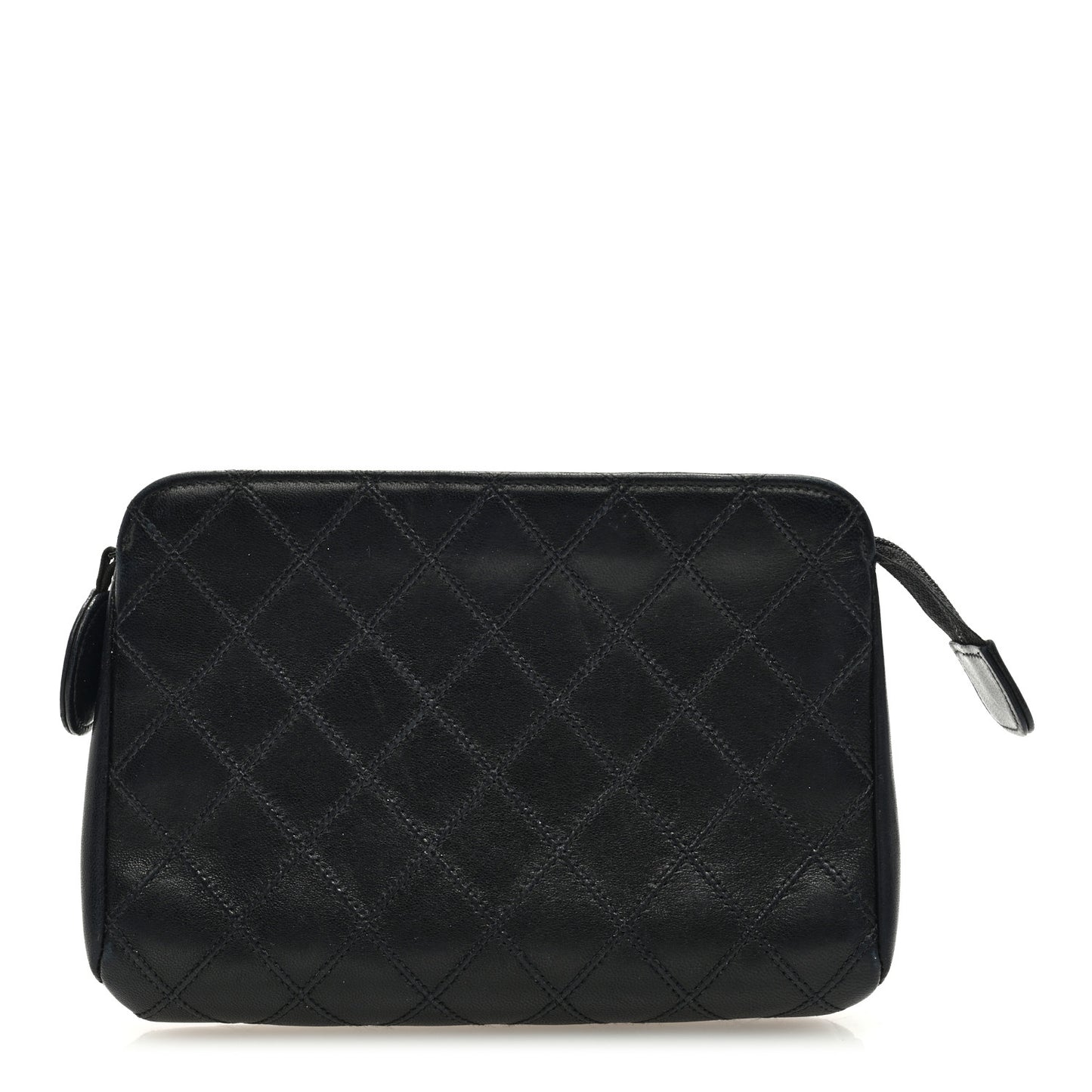 Calfskin Diamond Stitch Small Cosmetic Case Black