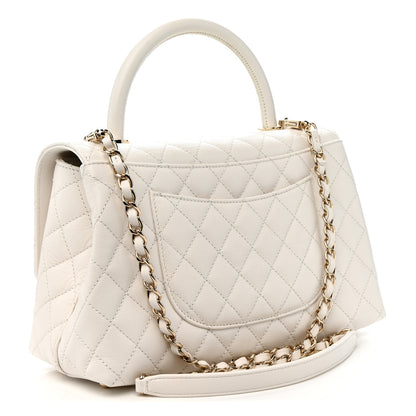 Chanel Caviar Quilted Small Coco Handle Flap White 3 of 11