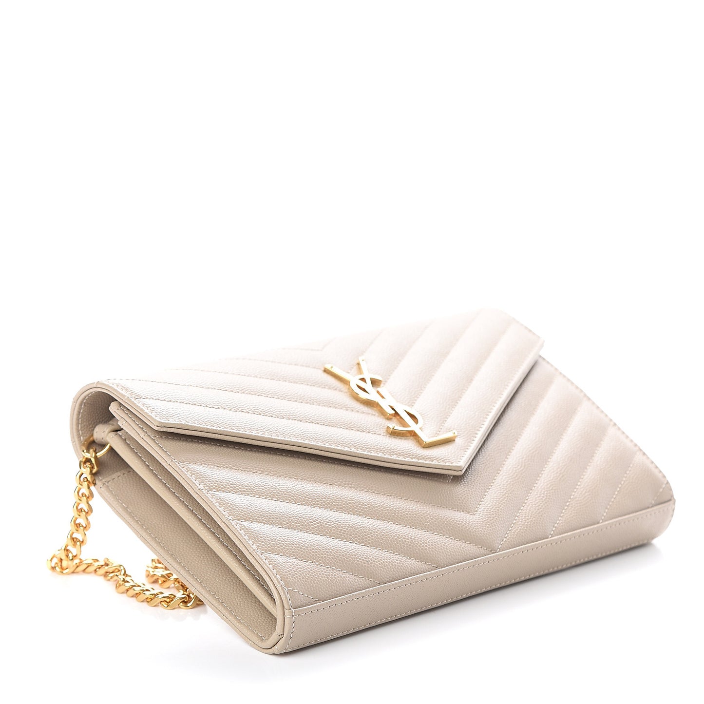 Grain De Poudre Matelasse Monogram Chain Wallet Sea Salt