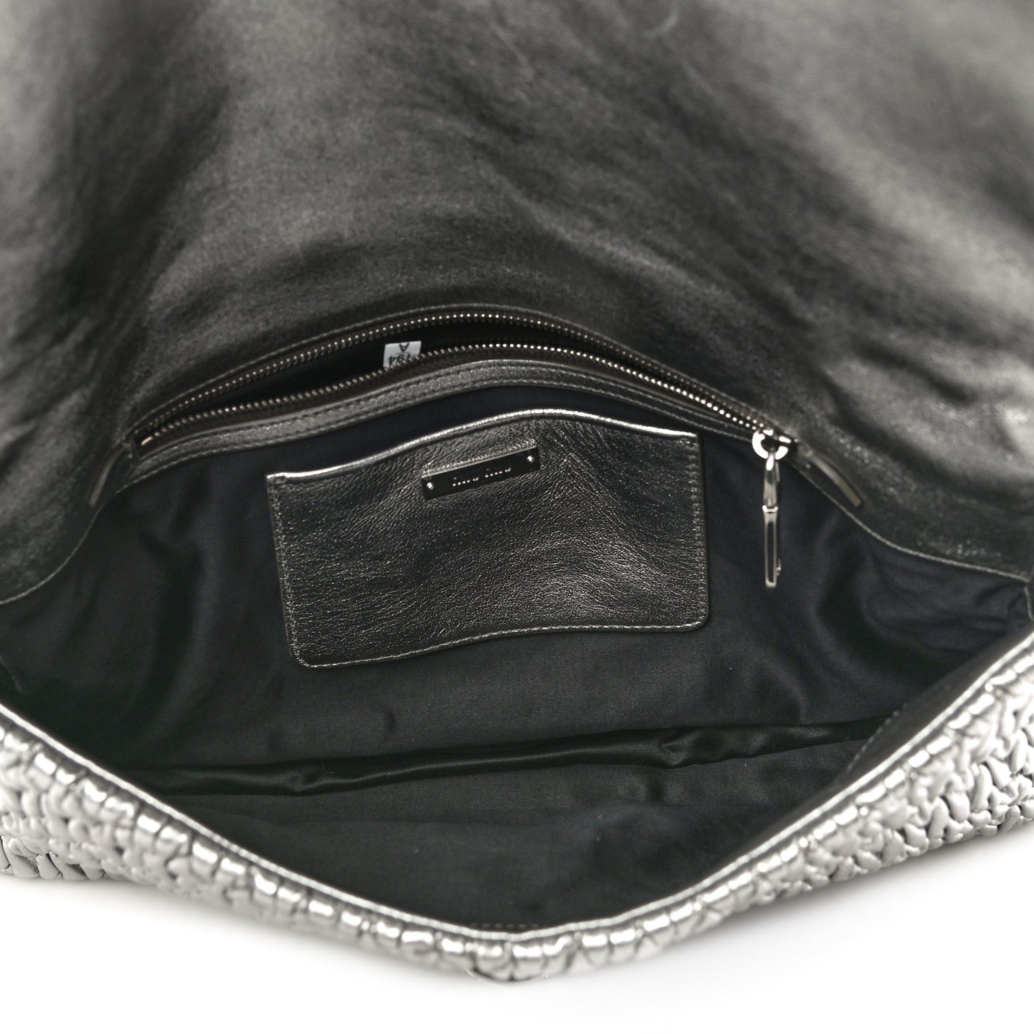 Miu Miu Nappa Matelasse Crystal Flap Clutch Cromo 5 of 12