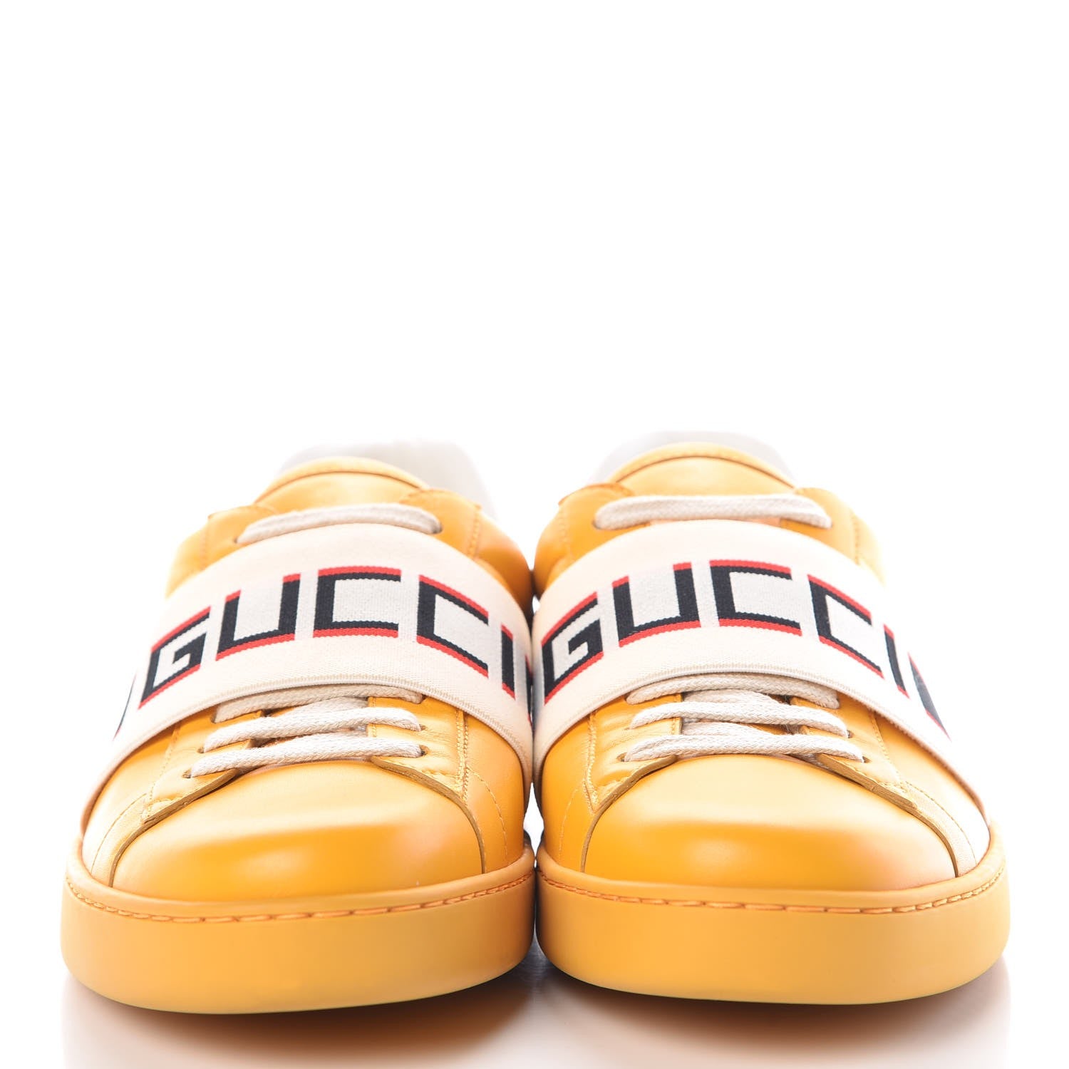 Gucci Calfskin Stripe Mens New Ace Sneakers 8.5 Crop Ecru Red Flame 2 of 8