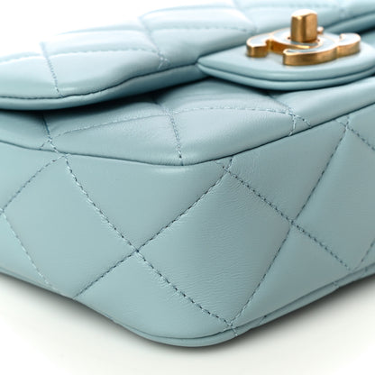 Chanel Lambskin Enamel Quilted Mini Pending CC Square Flap Light Blue 9 of 10