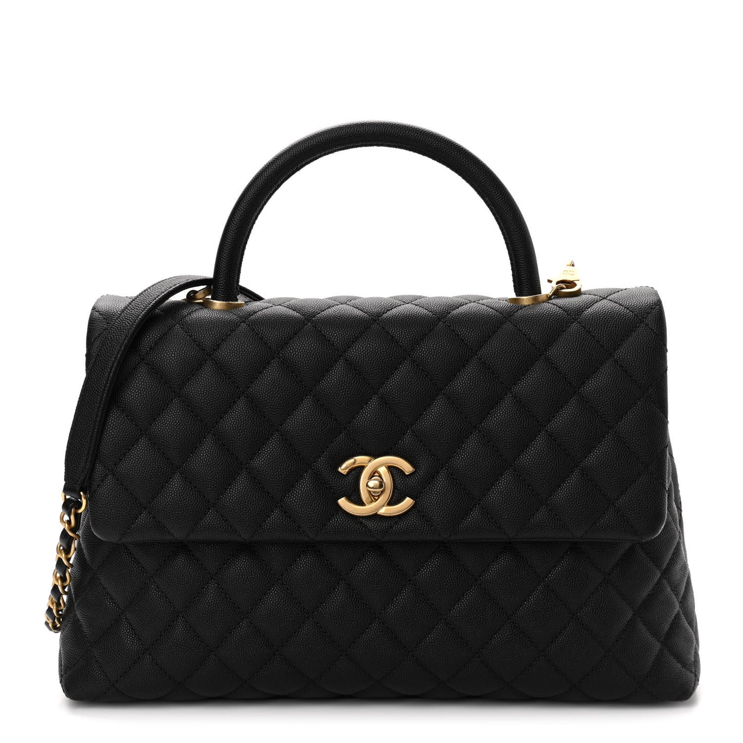 Caviar Quilted Medium Coco Handle Flap Black