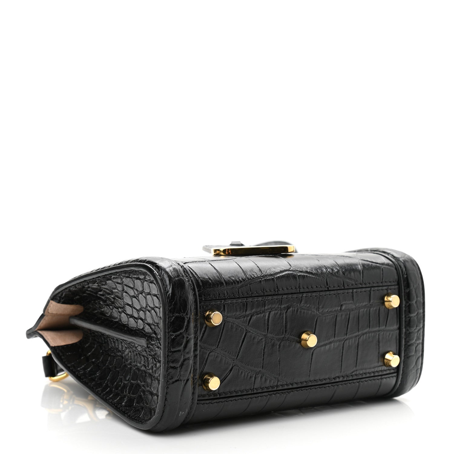 Alexander McQueen Calfskin Crocodile Embossed Mini Heroine 21 Black 4 of 11