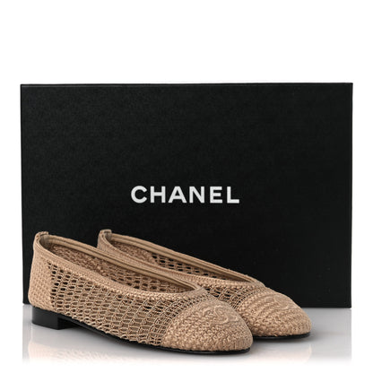 Chanel Raffia Cap Toe Ballerina Flats 36 Beige 11 of 11