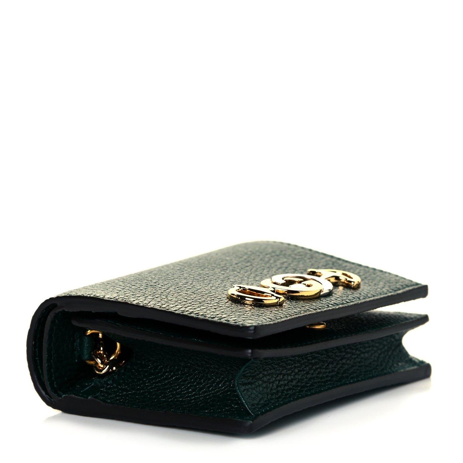 Gucci Grainy Calfskin Zumi Chain Card Case Wallet Vintage Green 5 of 8