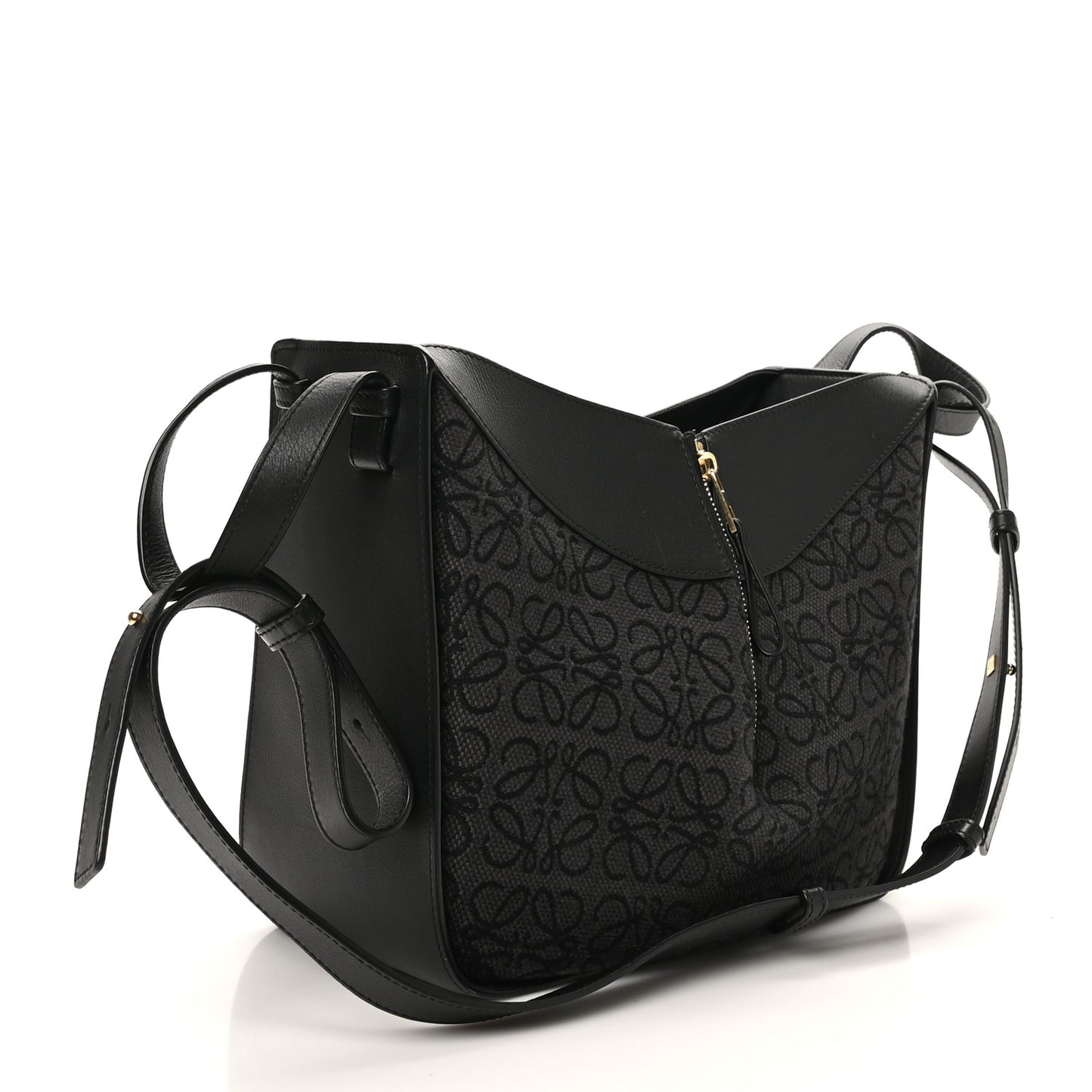 Jacquard Anagram Calfskin Small Hammock Shoulder Bag Black Charcoal