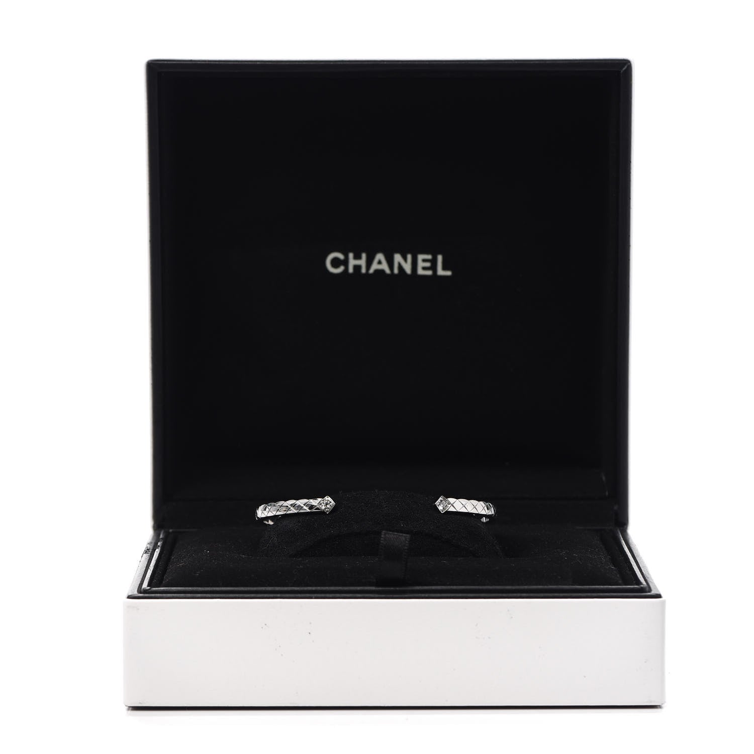 Chanel 18K White Gold Diamond Coco Crush Cuff Bracelet L 7 of 7