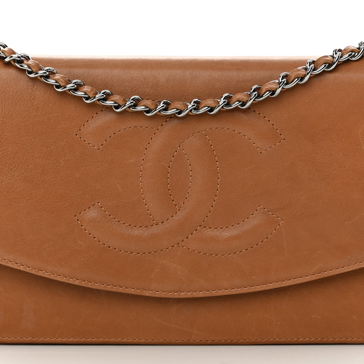 Chanel Lambskin Timeless CC Wallet On Chain WOC Light Brown 9 of 17