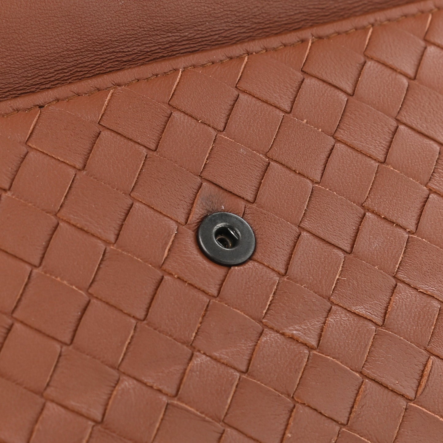 Madras Goatskin Intrecciato Flap Wallet Tea