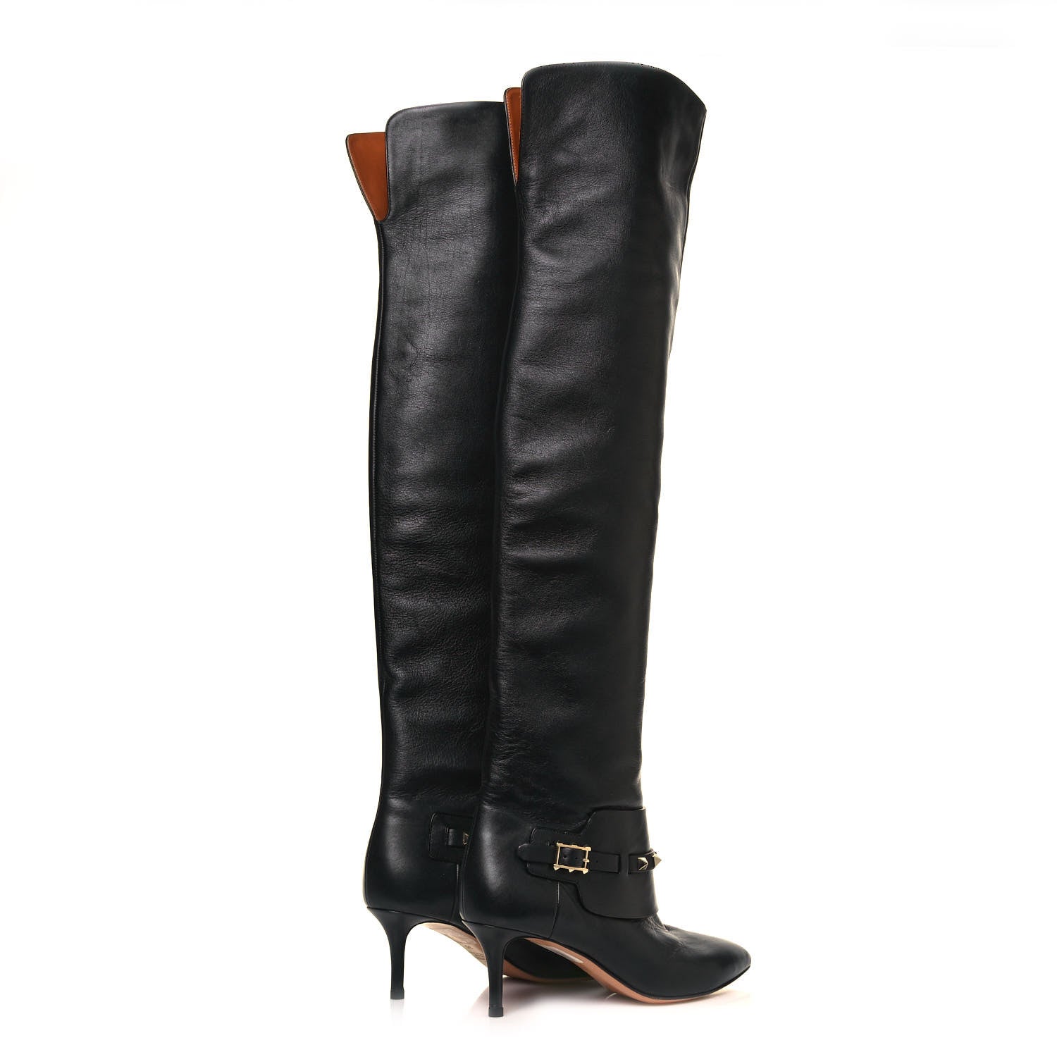 Valentino Garavani Calfskin Rockstud Over The Knee Boots 35 Black 4 of 6