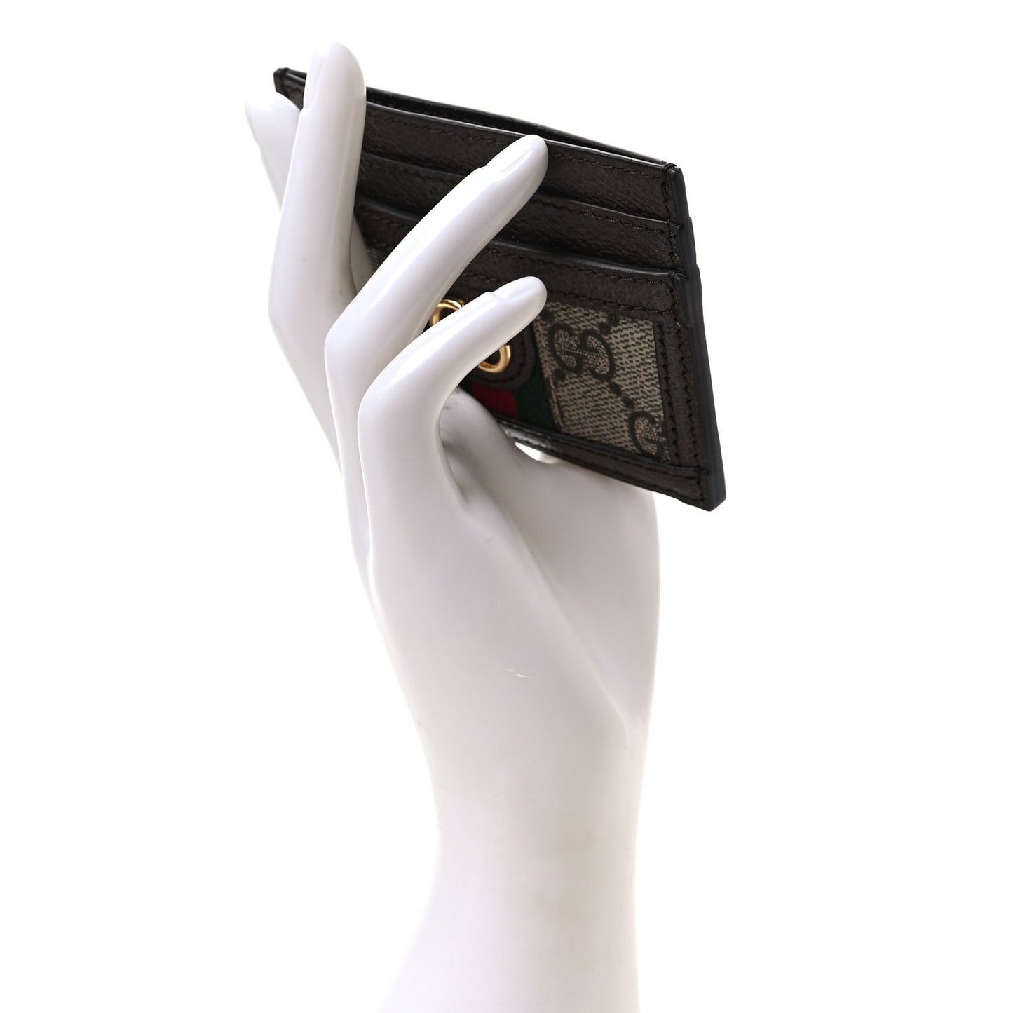 GG Supreme Monogram Ophidia Card Holder Brown