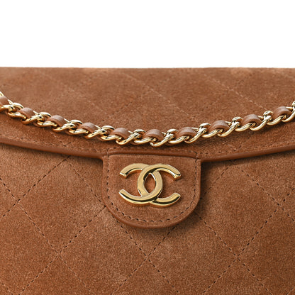 Chanel Suede Quilted Turn Around Clutch With Chain Camel 8 of 10