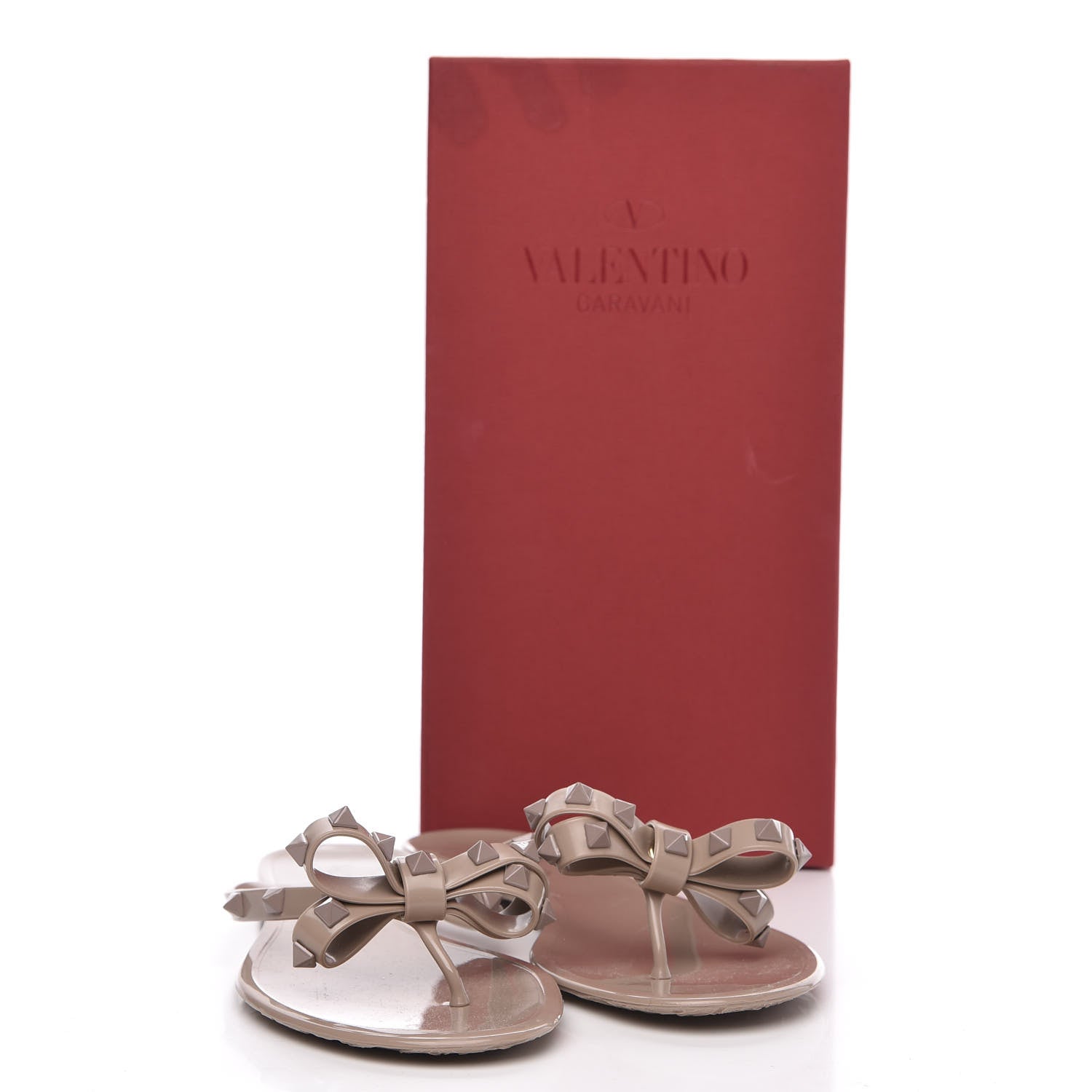 Valentino Garavani PVC Jelly Rockstud Bow Thong Sandals 39 Poudre 8 of 8