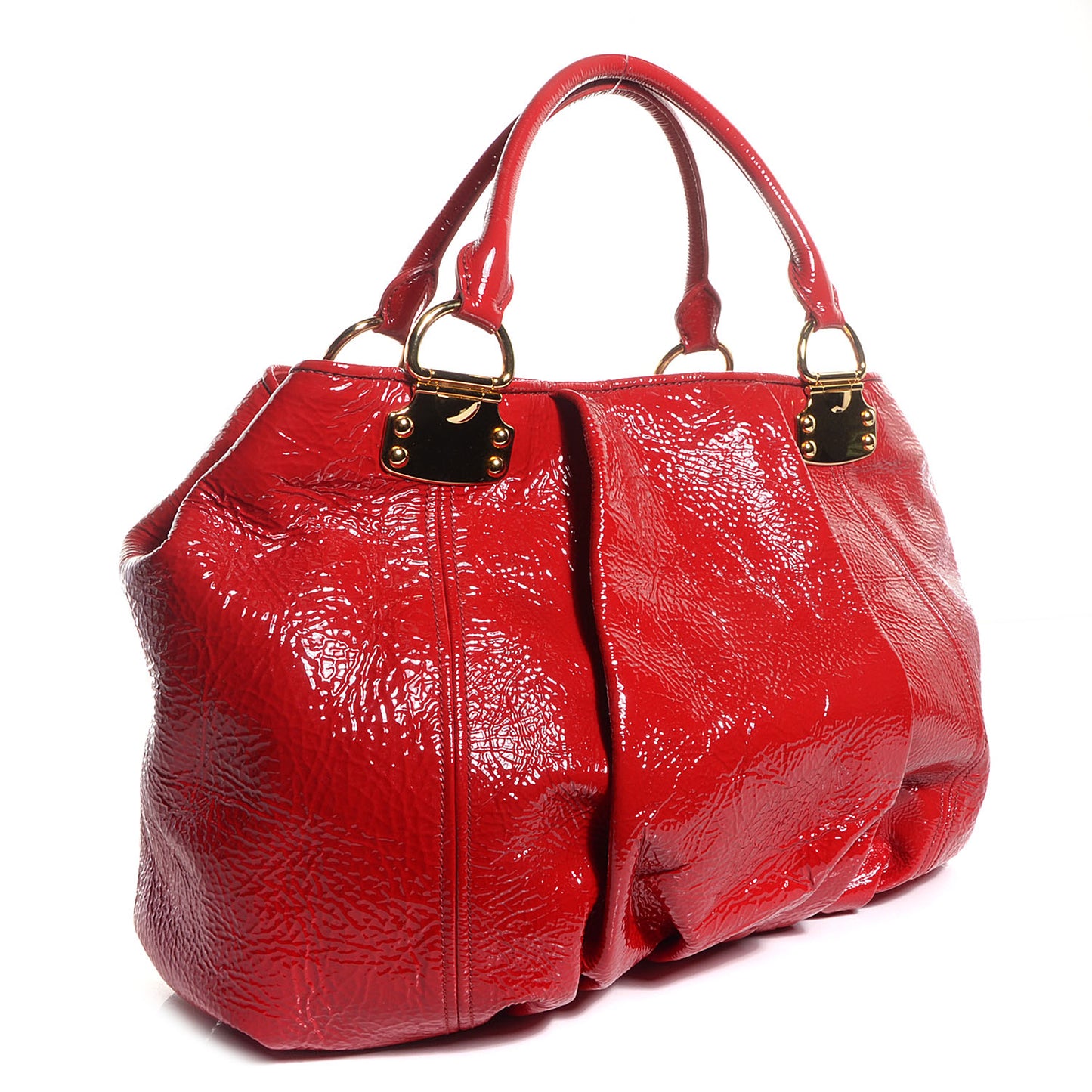 Crinkle Patent Tote Rosso