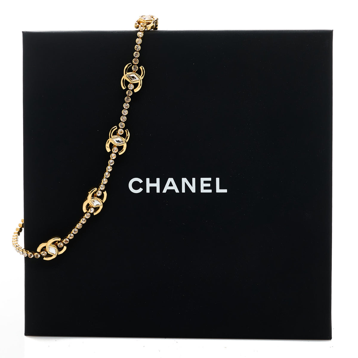 Metal Crystal CC Marquise Choker Gold