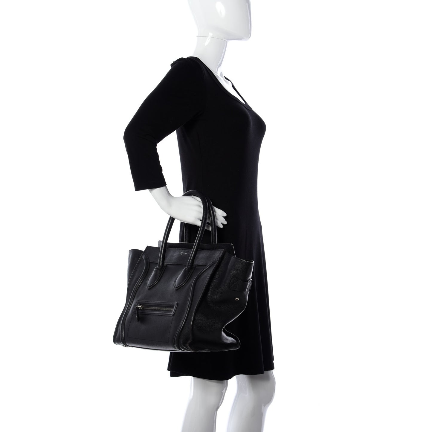 Drummed Calfskin Mini Luggage Black