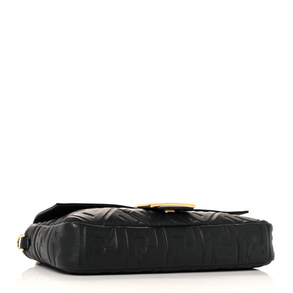 Fendi Nappa FF 1974 Embossed Large Baguette Black 4 of 10
