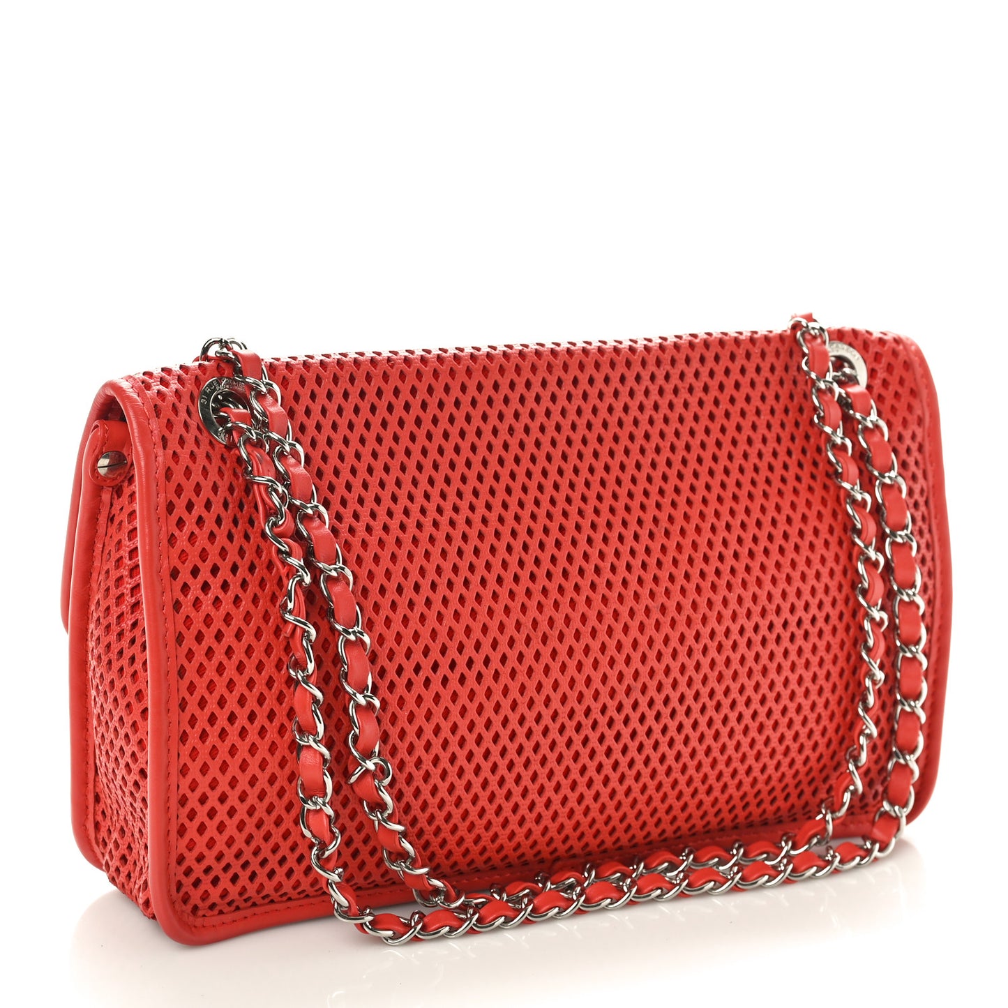 Perforated Calfskin Large Up In The Air Flap Red
