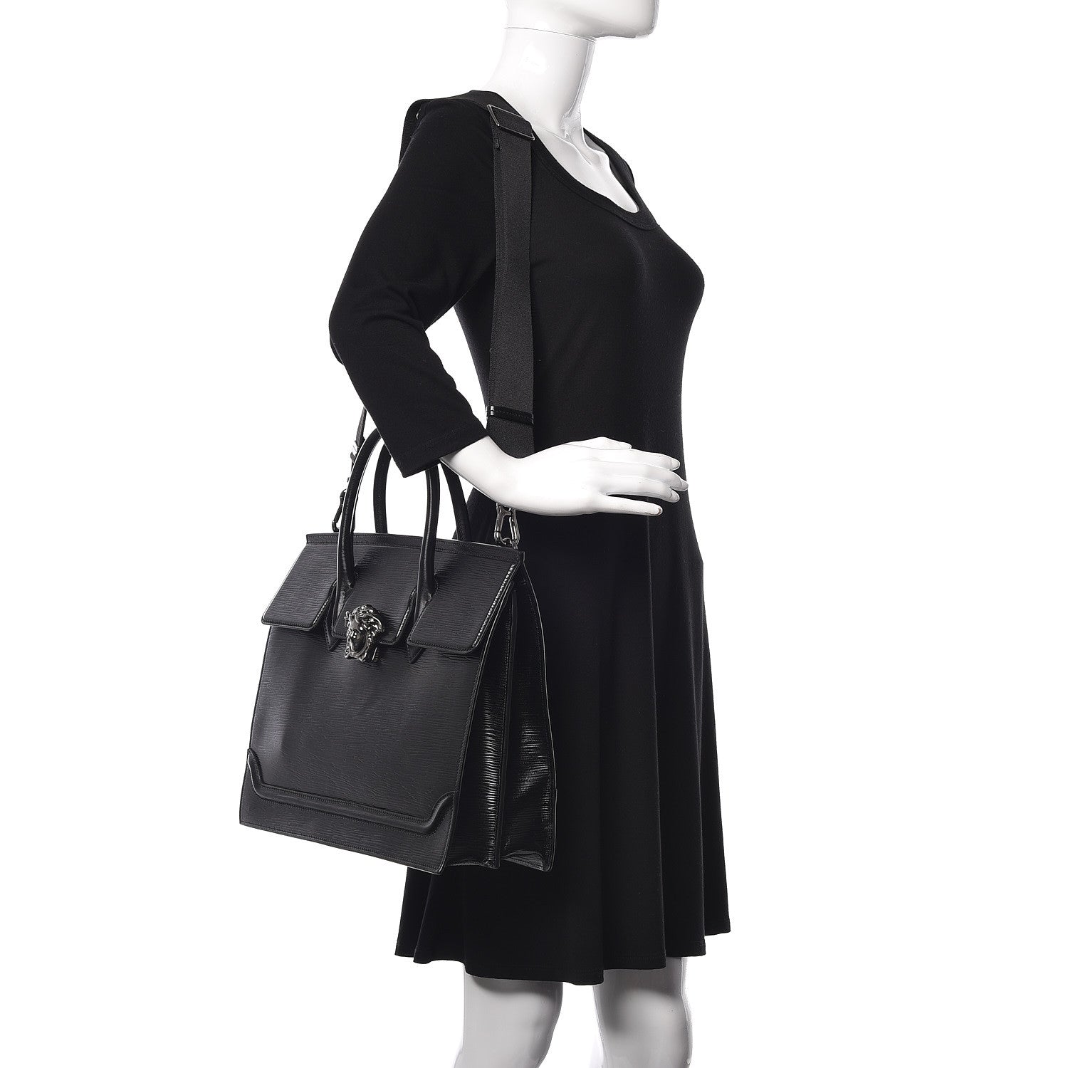 Versace Legno Calfskin Palazzo Top Handle Briefcase Black 2 of 9