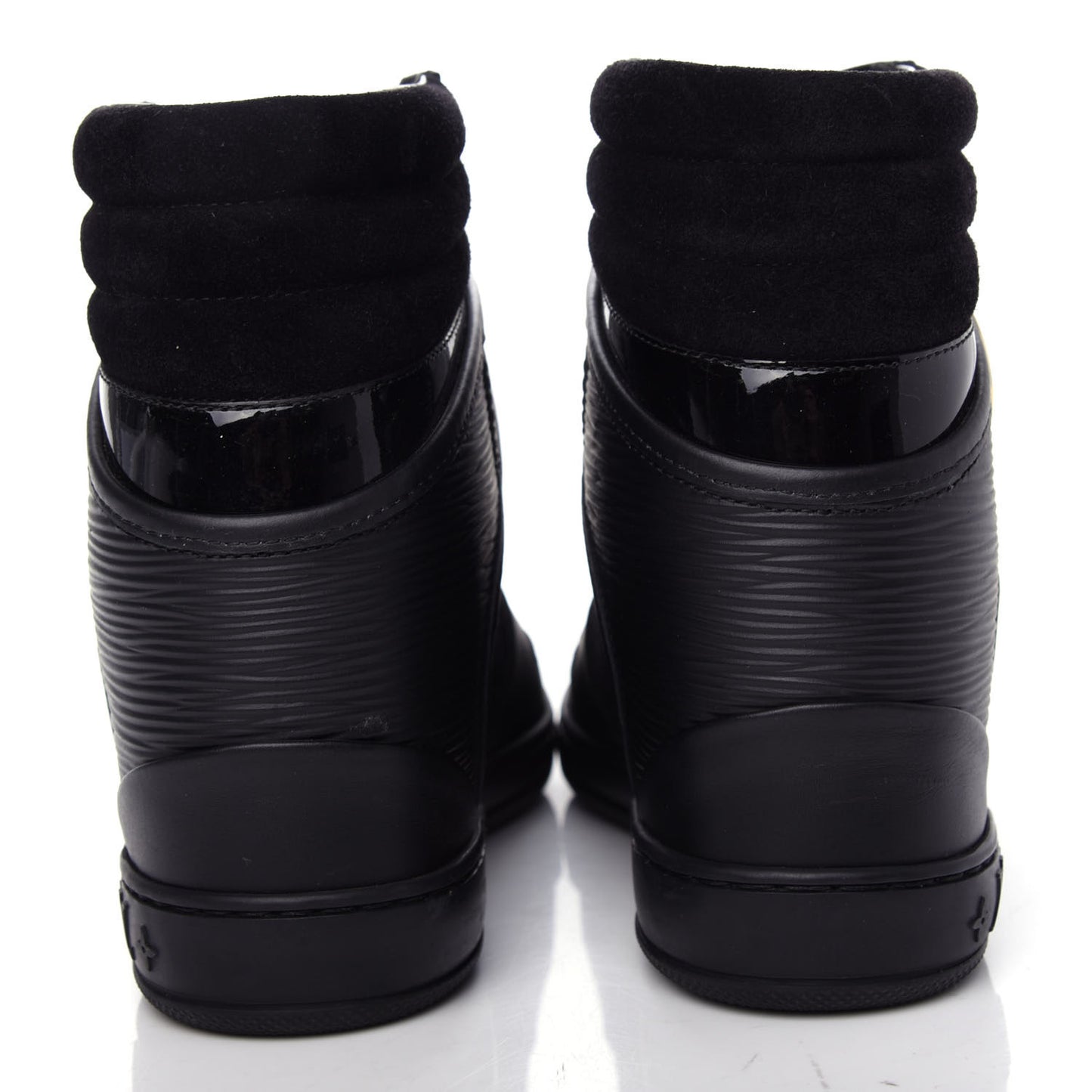 Epi Suede Postmark Wedge Sneakers 38 Black