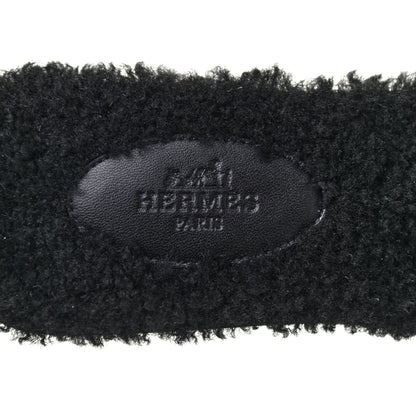 Hermes Woolskin Oran Sandals 39 Black 7 of 8