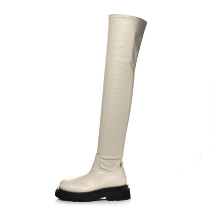 Bottega Veneta Calfskin The Lug 55mm Over The Knee Boots 38.5 Sea Salt 1 of 8
