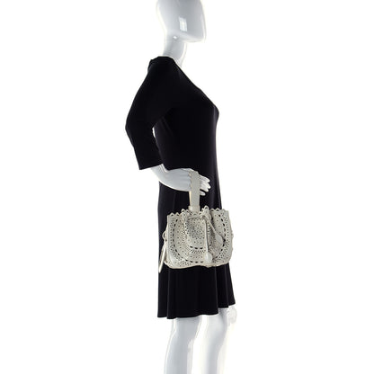 Alaia Calfskin Laser Cut Floral Studded Rose-Marie 19 Bag White 3 of 5