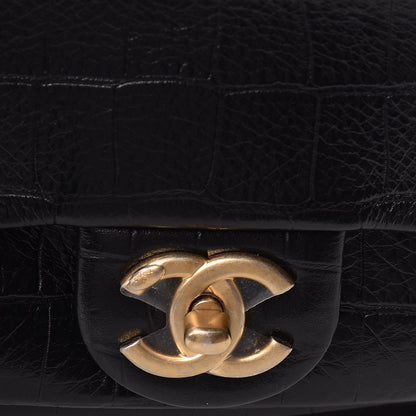 Chanel Calfskin Crocodile Embossed Large Backpack Black 8 of 11