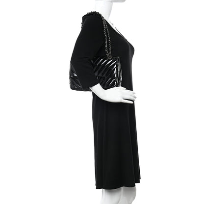 Chanel Patent Chevron Quilted Medium Single Flap Black 2 of 12
