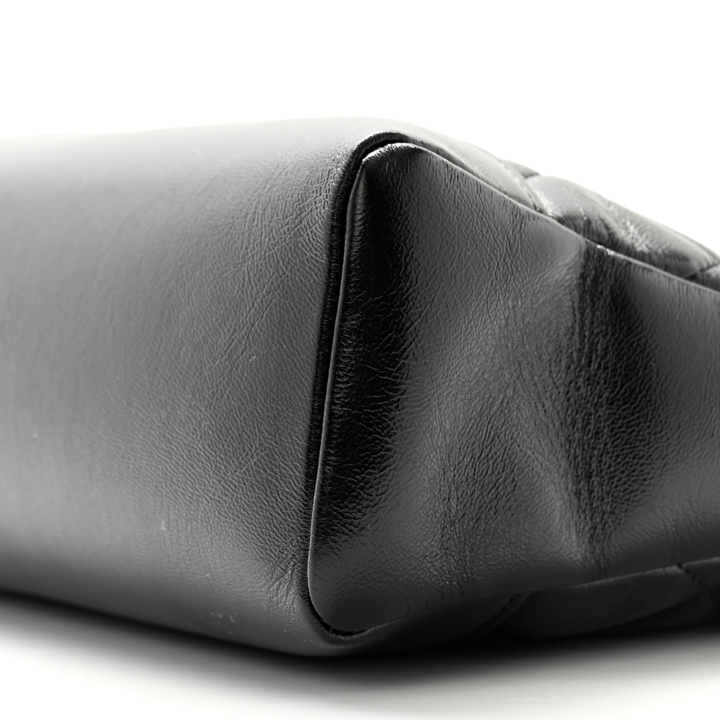 Shiny Lambskin Quilted 31 Shopping Bag Black