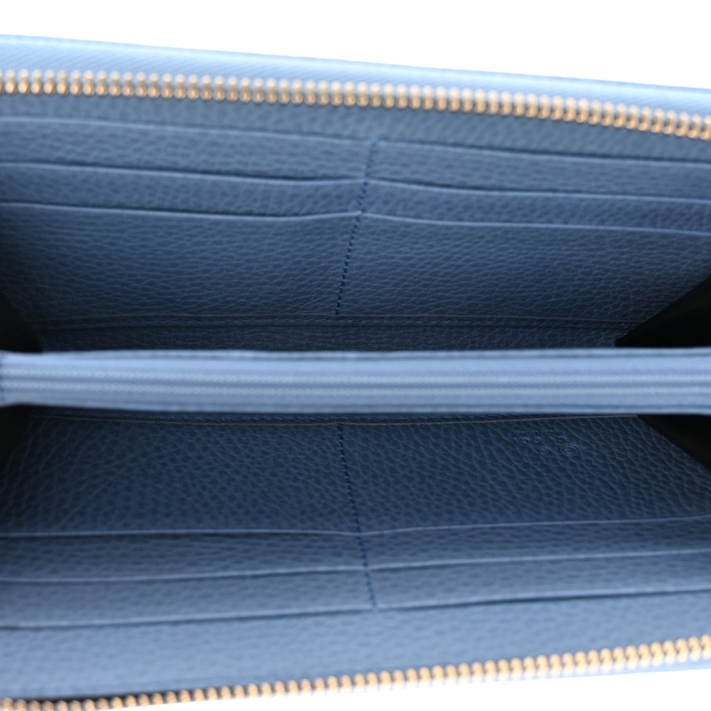 Monogram Dollar Calfskin Zip Around Wallet Beige Ebony Mineral Blue