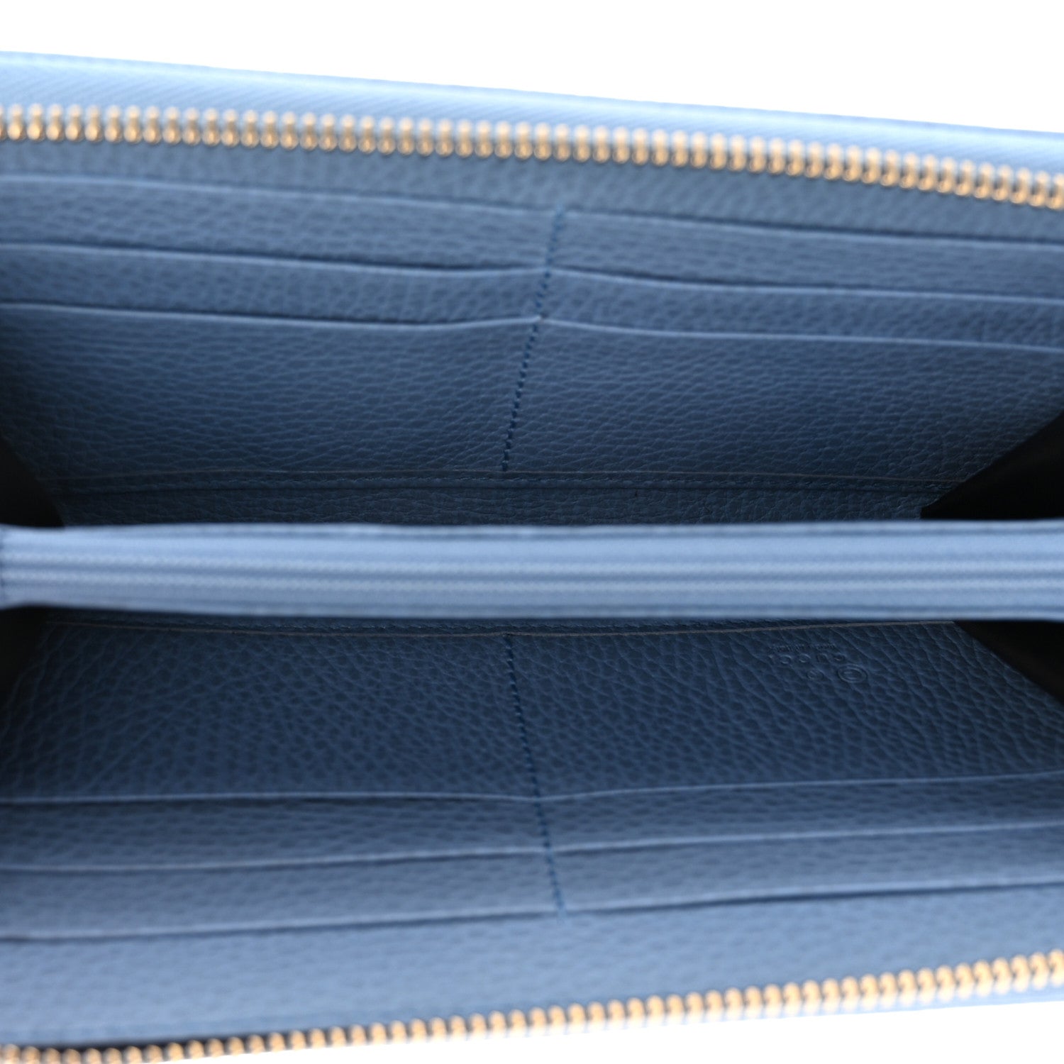 Gucci Monogram Dollar Calfskin Zip Around Wallet Beige Ebony Mineral Blue 5 of 8