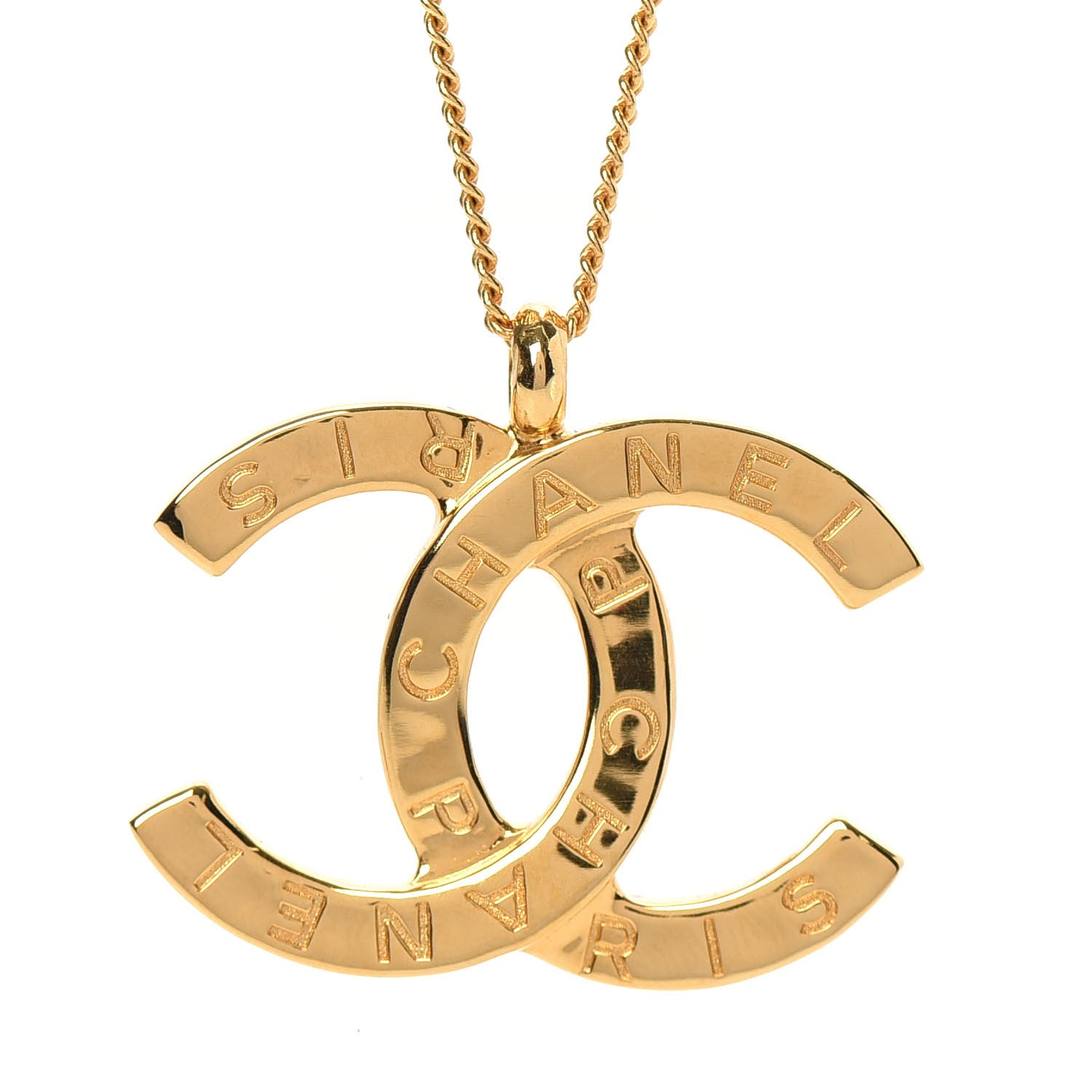 Chanel Metal CC Paris Button Necklace Gold 3 of 6