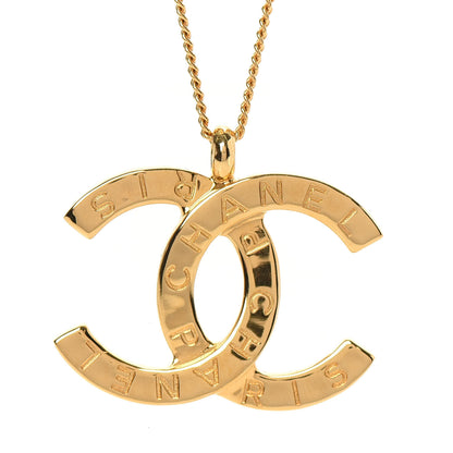 Chanel Metal CC Paris Button Necklace Gold 3 of 6