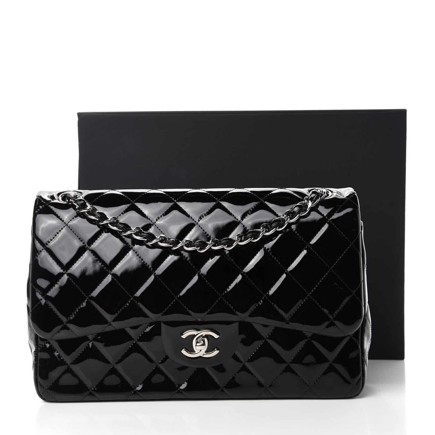 Chanel Patent Quilted Jumbo Double Flap Black 14 of 14