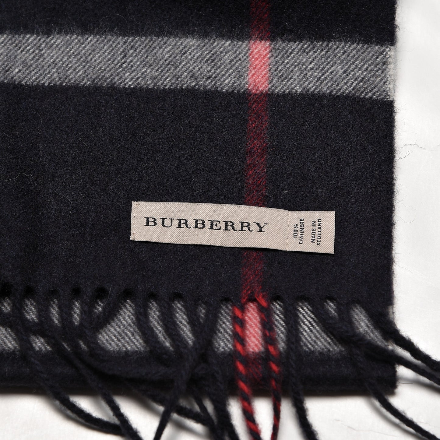 Cashmere Nova Check Fringe Scarf Blue