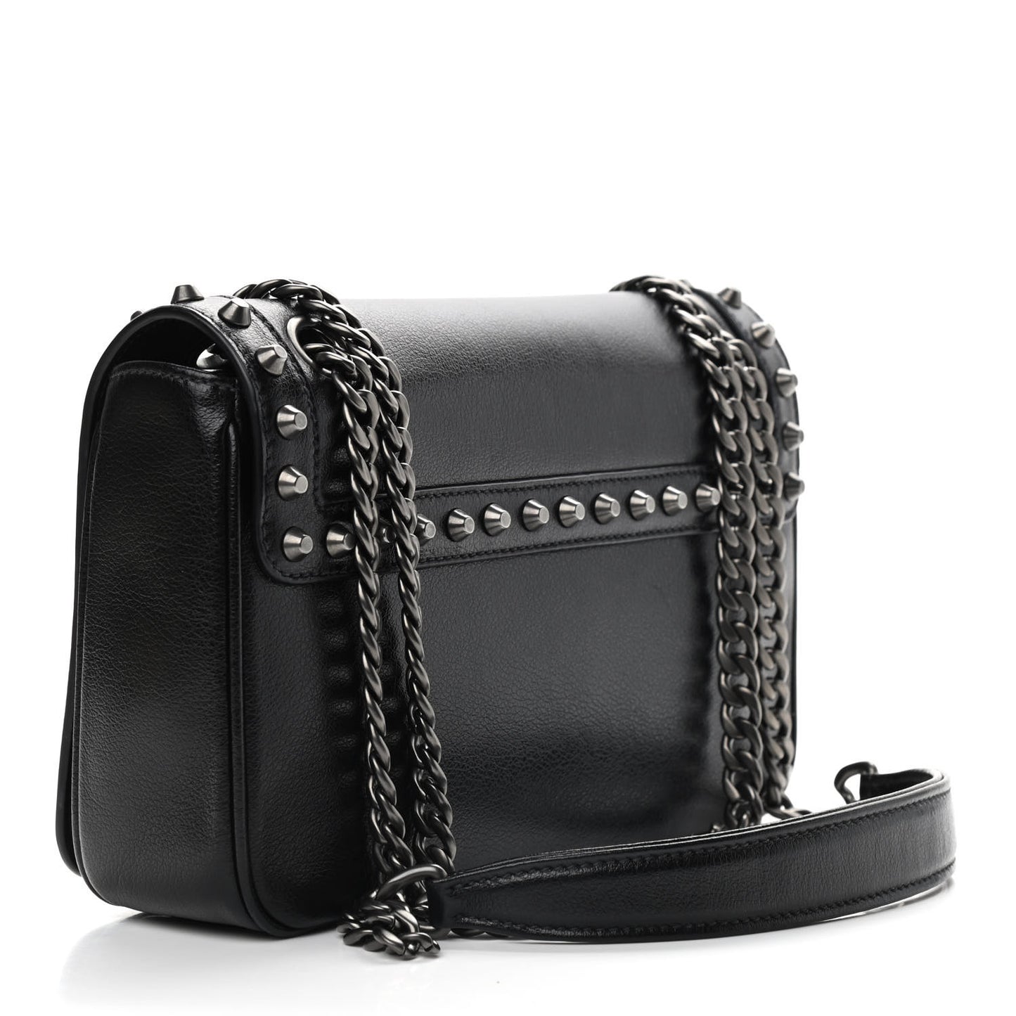 Glace Calfskin Studded Crossbody Black