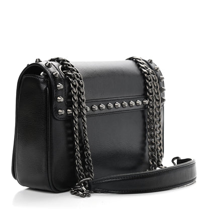 Prada Glace Calfskin Studded Crossbody Black 3 of 9