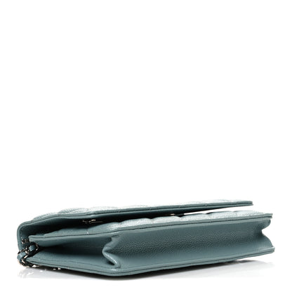 Chanel Caviar Quilted Wallet on Chain WOC Blue 4 of 12