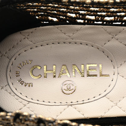 Chanel Knit Grosgrain Cap Toe CC Moccasin Loafers 36 Gold Black 8 of 9