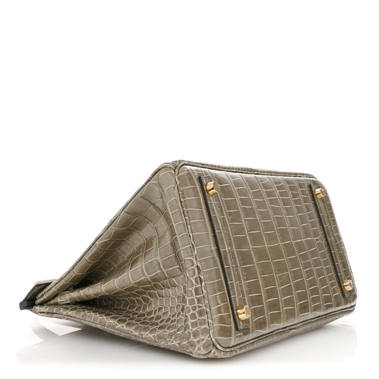 Shiny Porosus Crocodile Birkin 30 Gris Tourterelle