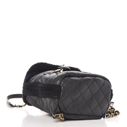 Chanel Lambskin Shearling Quilted CC Backpack Black 4 of 9