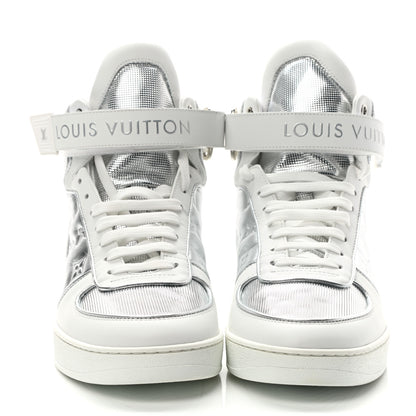 Louis Vuitton Metallic Calfskin Embossed Monogram Boombox Sneakers 39 White Silver 2 of 10
