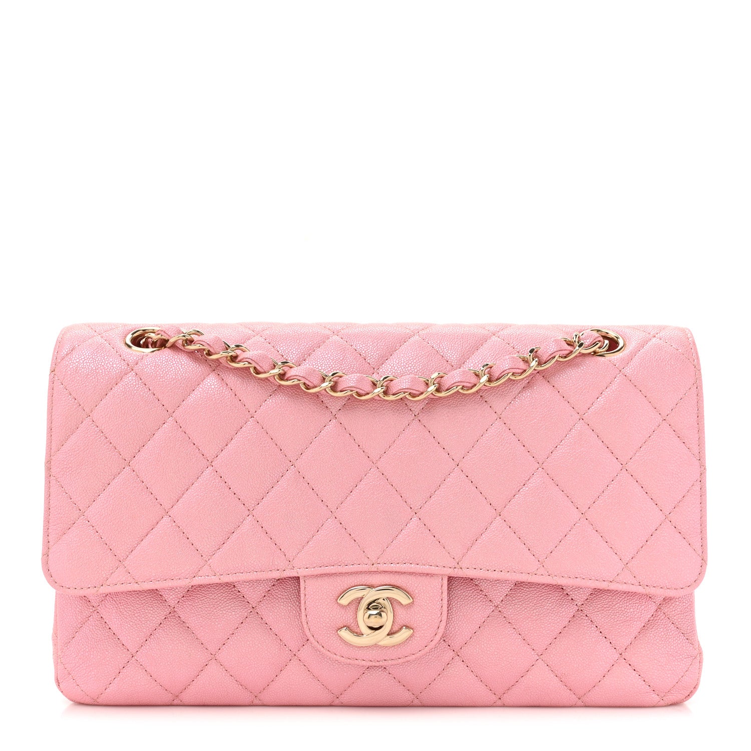 Chanel Iridescent Caviar Quilted Medium Double Flap Rose Pink 1 of 10